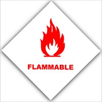 6 x Red on White Flammable-External Self Adhesive Warning Stickers-Bottle Logo-Health and Safety Sign 